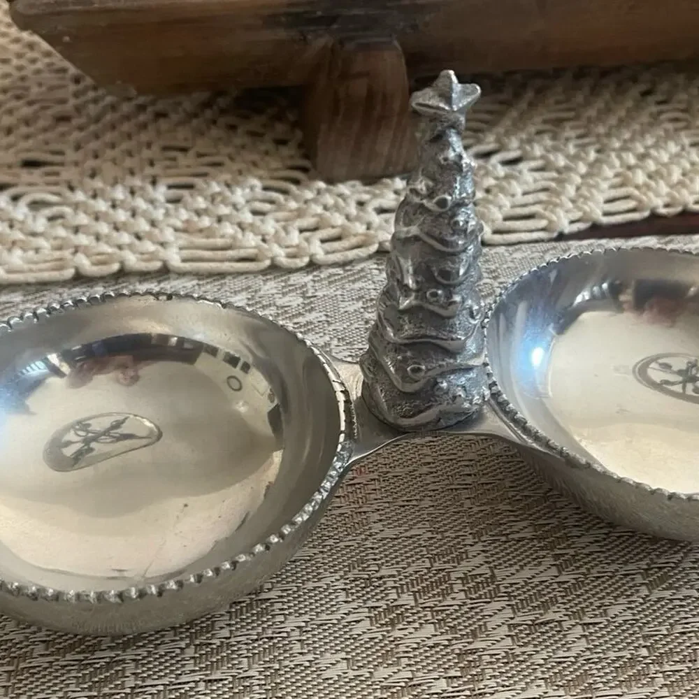 Aluminum Christmas Tree candy and nut dish
